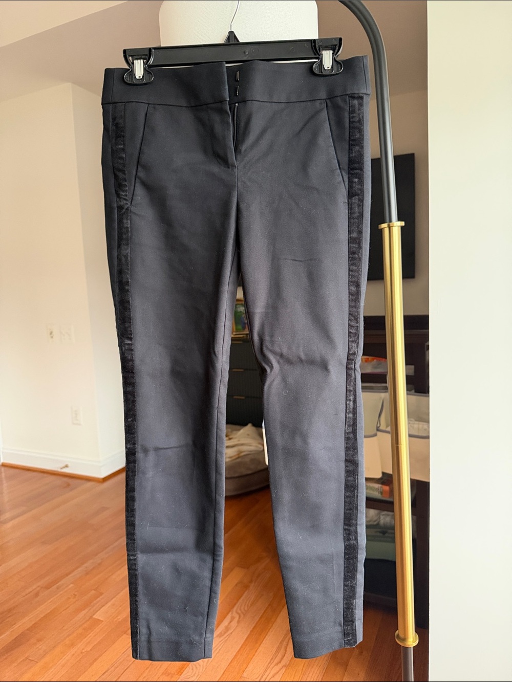 LOFT Black slim pants with Velvet Side Stripe